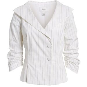 Lewit White and Gray Striped Blazer